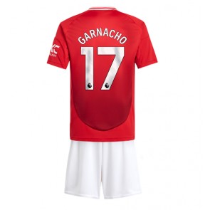 Manchester United Alejandro Garnacho #17 Hemmakläder Barn 2024-25 Kortärmad (+ Korta byxor)